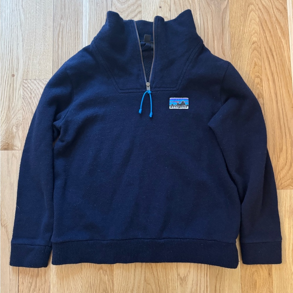 Patagonia Woolie Fleece Pullover 1/4 zip Sweater navy size M